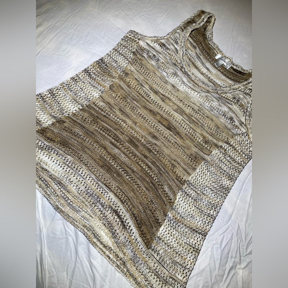 Sleeveless Dressbarn Knitted Women’s Top- Size L- Brown/Beige- EUC!